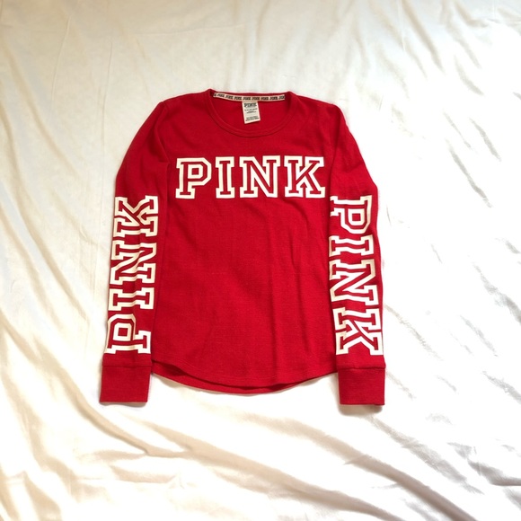 PINK Victoria's Secret Tops - Pink long sleeve waffle tee